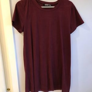 Suede maroon dress shirt sleeve